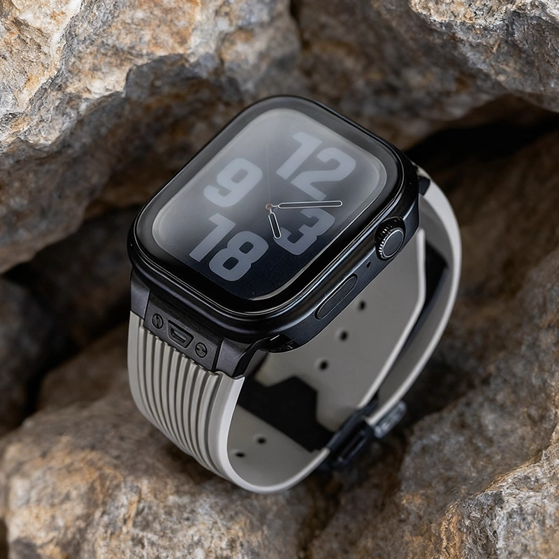 Double-sided protective metal case with glass for Apple Watch