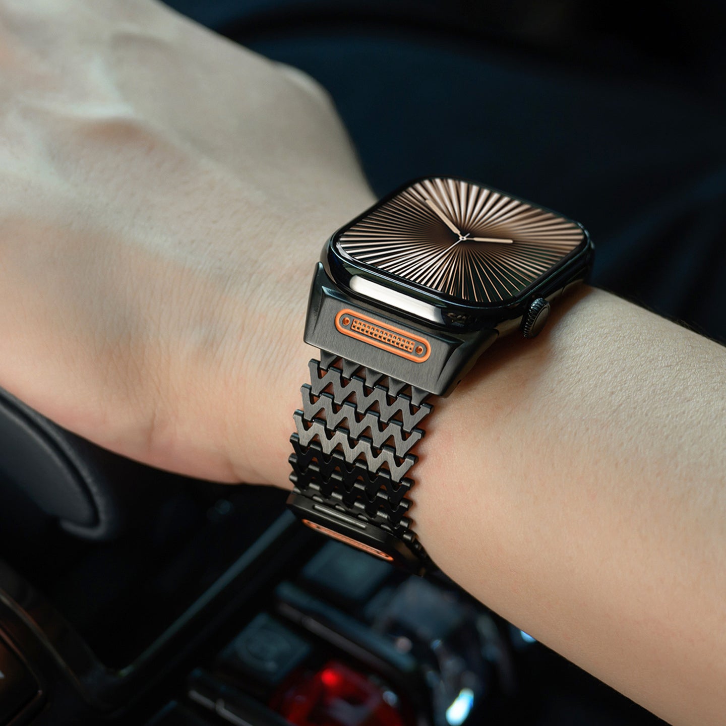 【粗めメッシュ】ジャグドメタルマグネットバンド【アップルウォッチ】