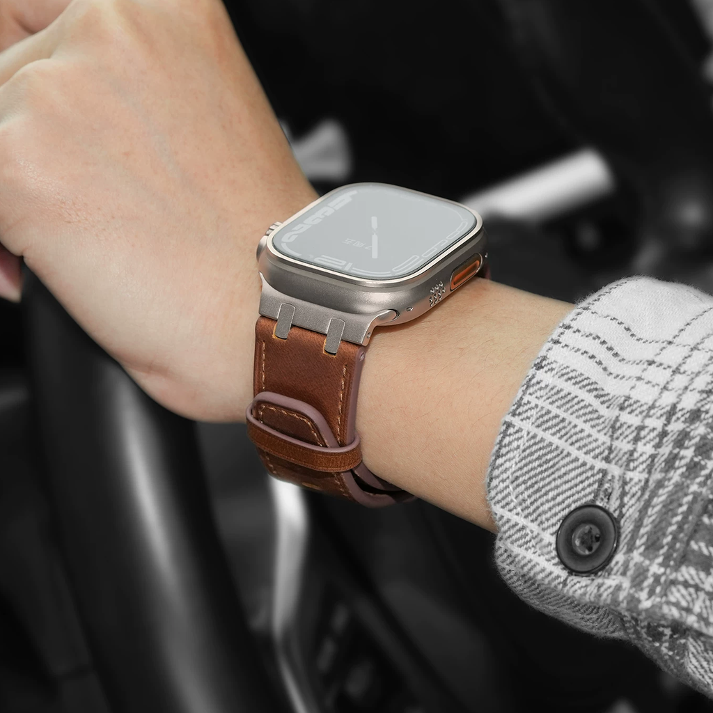 【渋さ際立つ】チタンコネクトレザーバンド【アップルウォッチ】