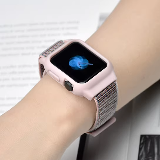 [25 colors available] Silicone case with integrated nylon band [Apple Watch]