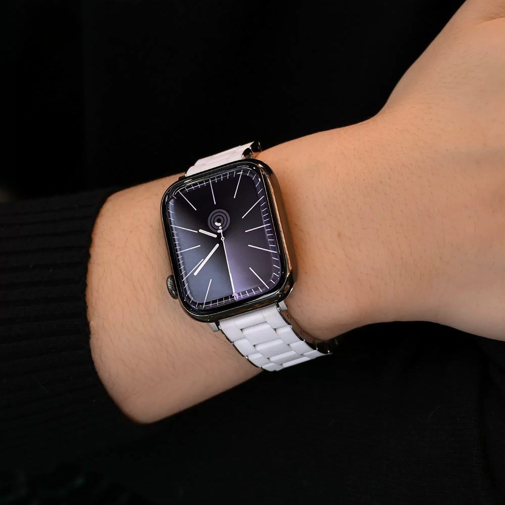 【シルバークラウン】ステンレスラバーリンクバンド【アップルウォッチ】