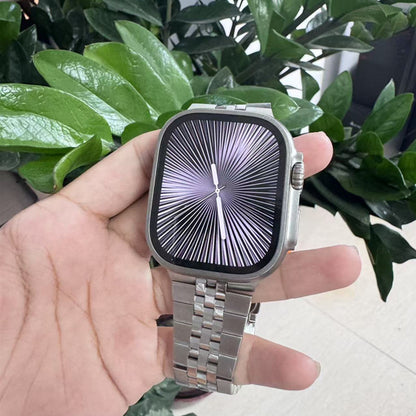 【重厚でエレガント】センターストライプメタルバンド【アップルウォッチ】