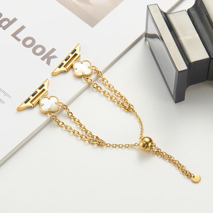 【大人可愛い】クローバーチェーンメタルバンド【アップルウォッチ】