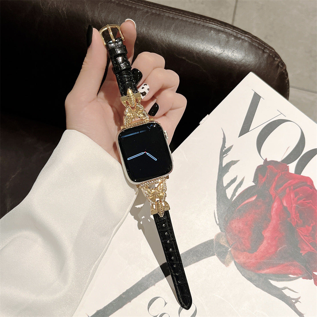 【可憐な蝶々】バタフライスリムレザーバンド【アップルウォッチ】