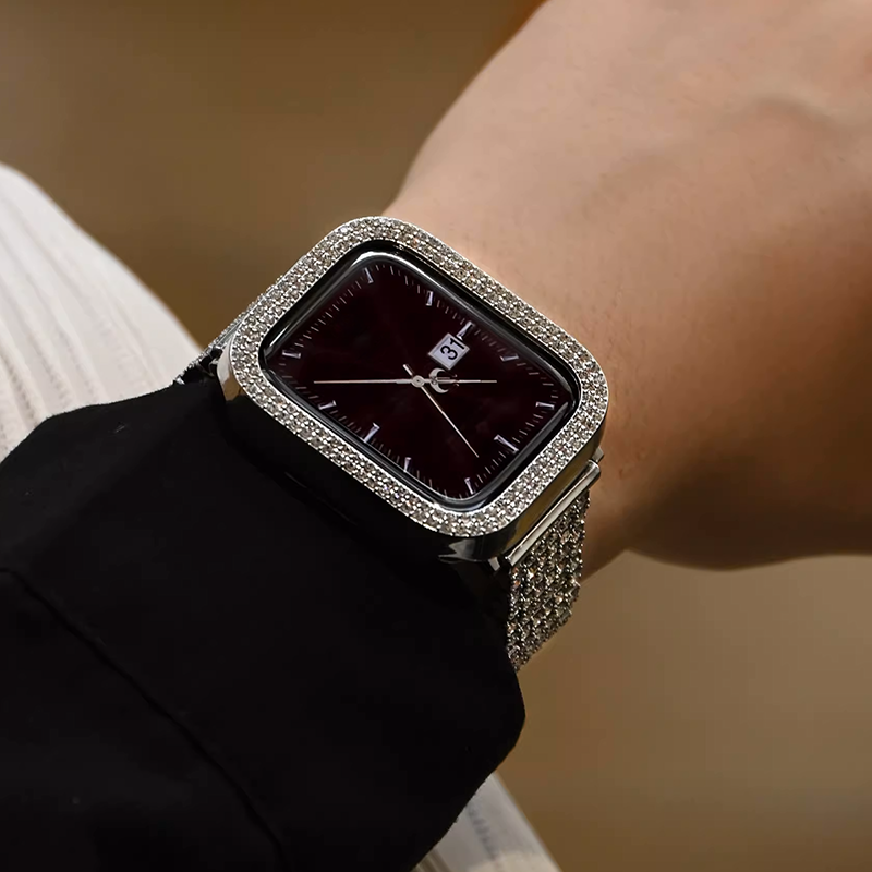 [Silver Crown] Jewelry Stone Metal Band [Apple Watch]