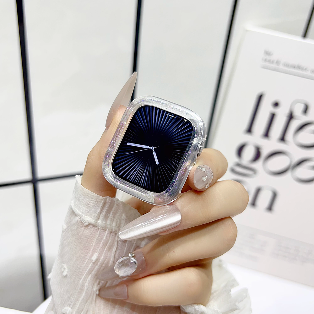 【華やかアクセ】ラメクリアカバーケース【アップルウォッチ】