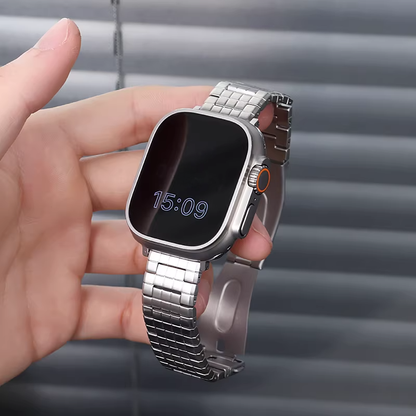 【シルバークラウン】スクエアリンクメタルバンド【アップルウォッチ】