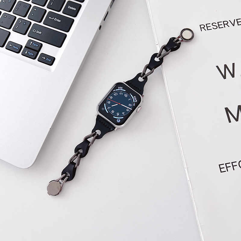 [Accessory-like] Metallic leather chain band [Apple Watch]