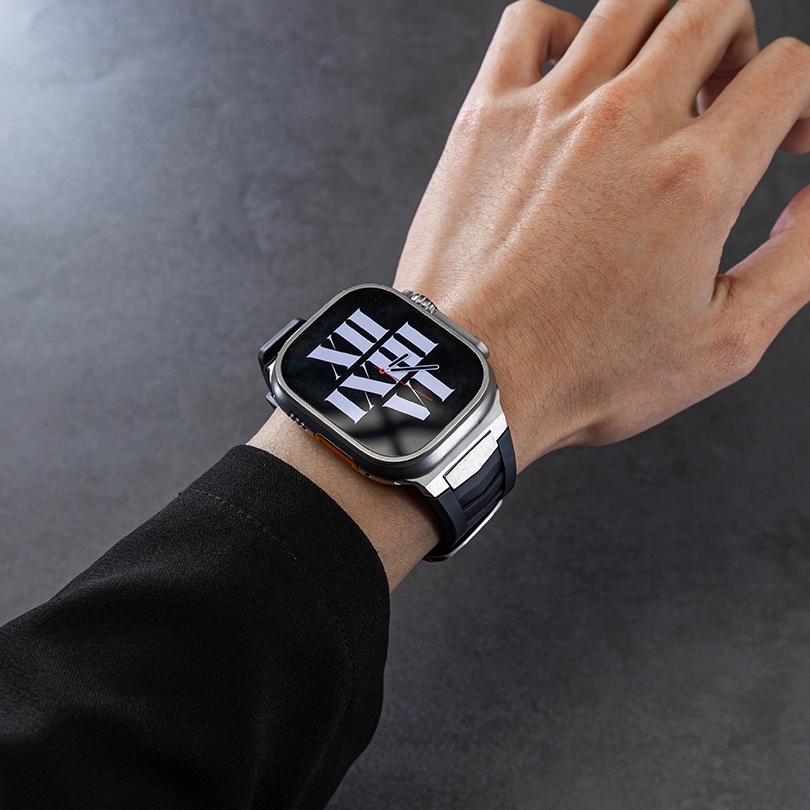 【快適な装着感】フッ素ゴムステンレスバンド【アップルウォッチ】