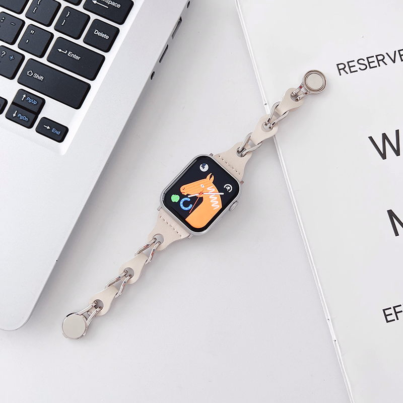 [Accessory-like] Metallic leather chain band [Apple Watch]