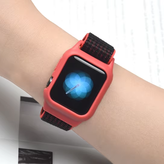 [25 colors available] Silicone case with integrated nylon band [Apple Watch]