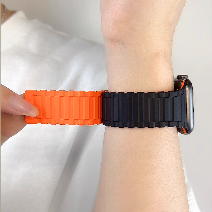 【軽量×磁力】マグネットリッジシリコンバンド【アップルウォッチ】