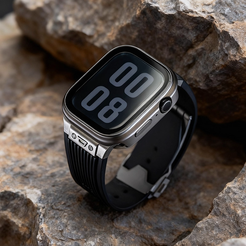 Double-sided protective metal case with glass for Apple Watch