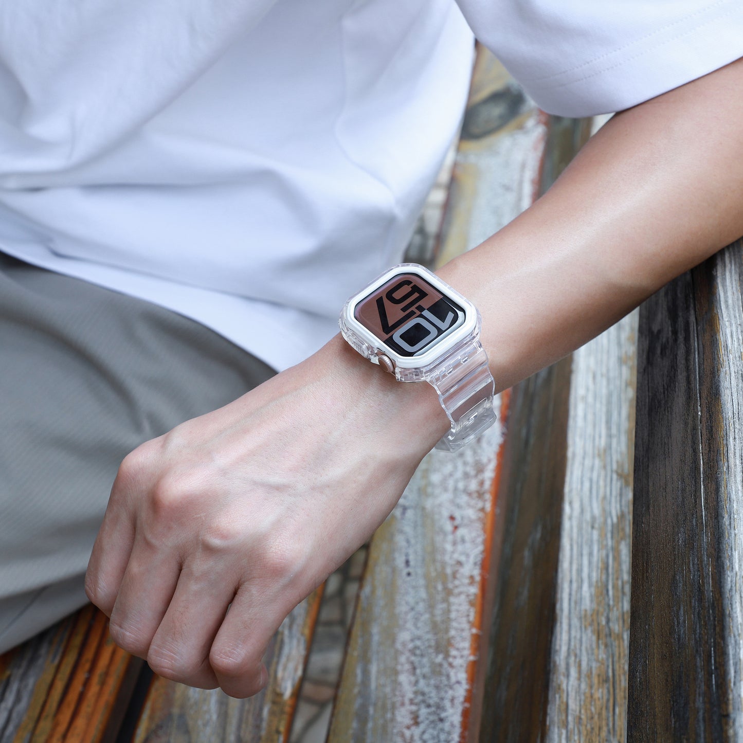 【Series 10/11対応】オールクリアTPU一体型バンド【アップルウォッチ】