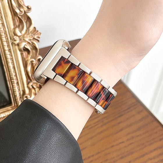 【華やぐ腕元】ラインストーンレジンバンド【アップルウォッチ】