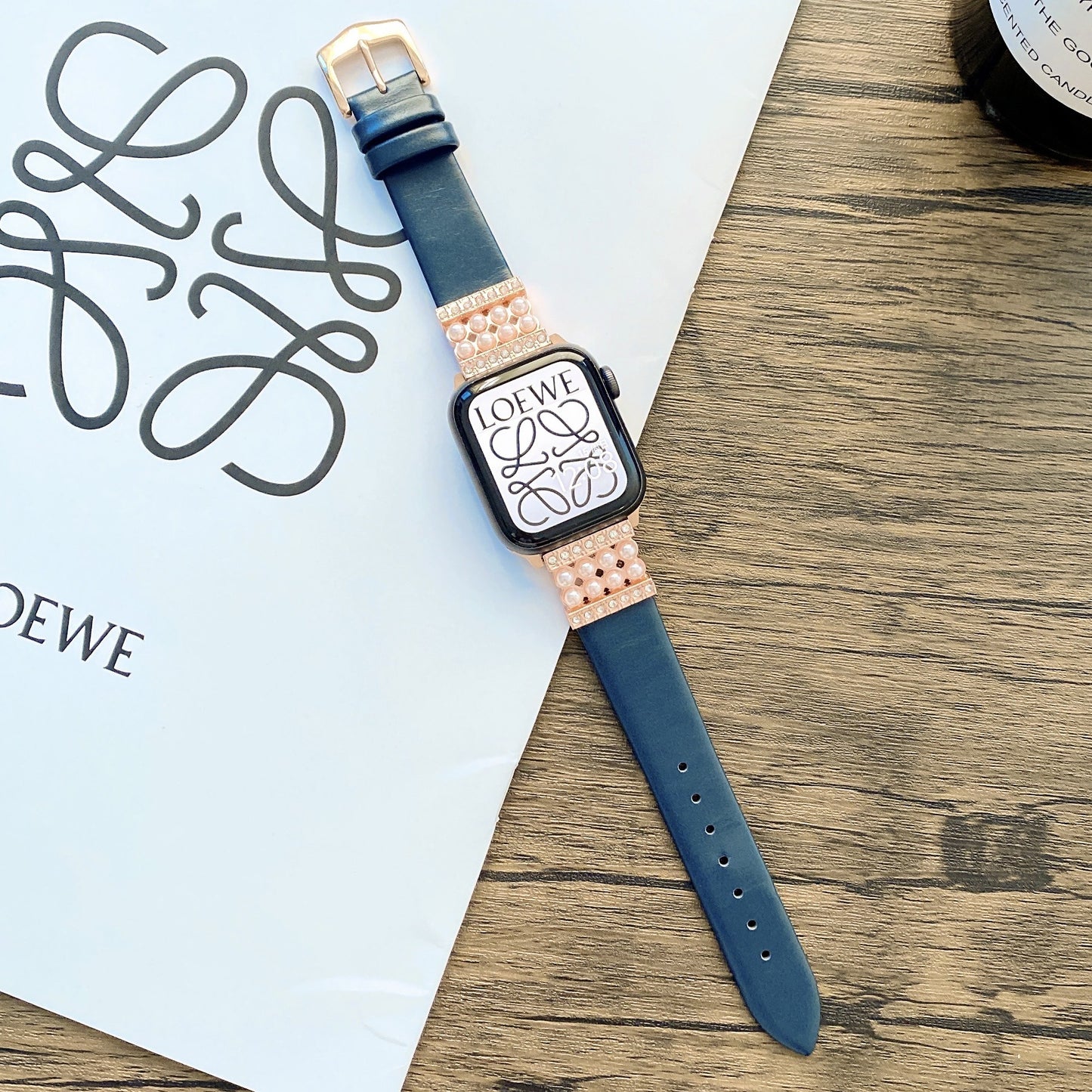 【大人のきらめき】パールアクセントレザーバンド【アップルウォッチ】