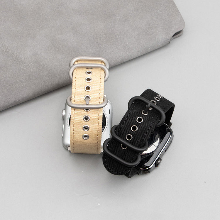 【デニム風素材】トリプルリングキャンバスバンド【アップルウォッチ】