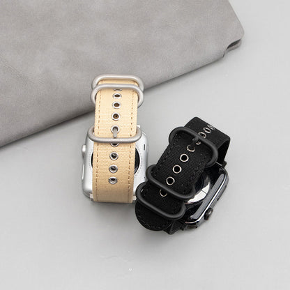 【デニム風素材】トリプルリングキャンバスバンド【アップルウォッチ】