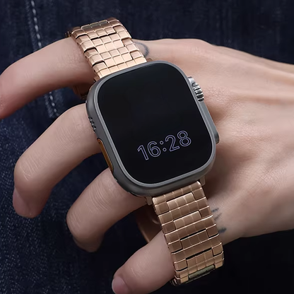 【シルバークラウン】スクエアリンクメタルバンド【アップルウォッチ】