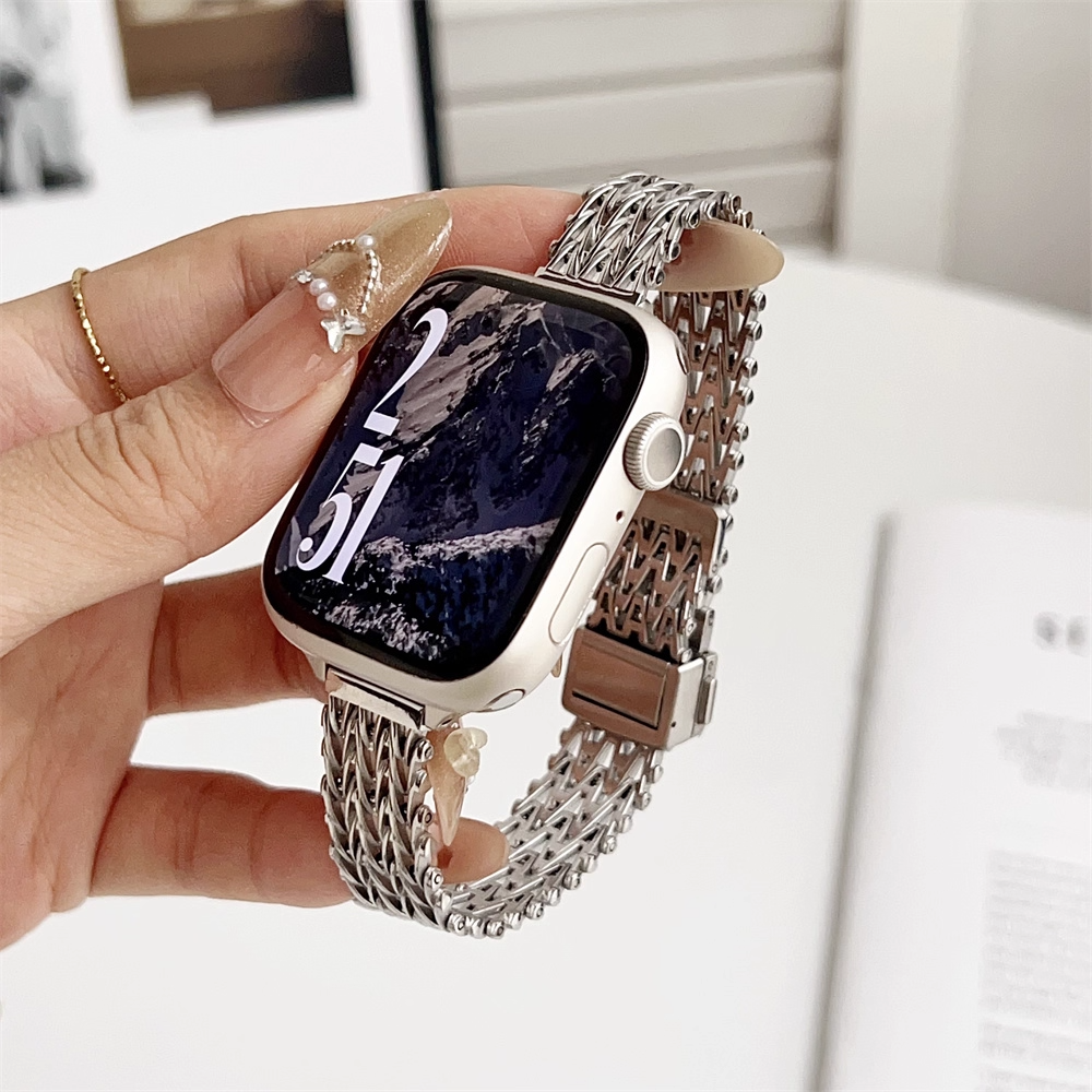 【繊細Vメッシュ】スリムメッシュマグネットバンド【アップルウォッチ】