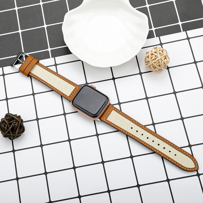 【大人の配色】キャンバスレザーミックスバンド【アップルウォッチ】