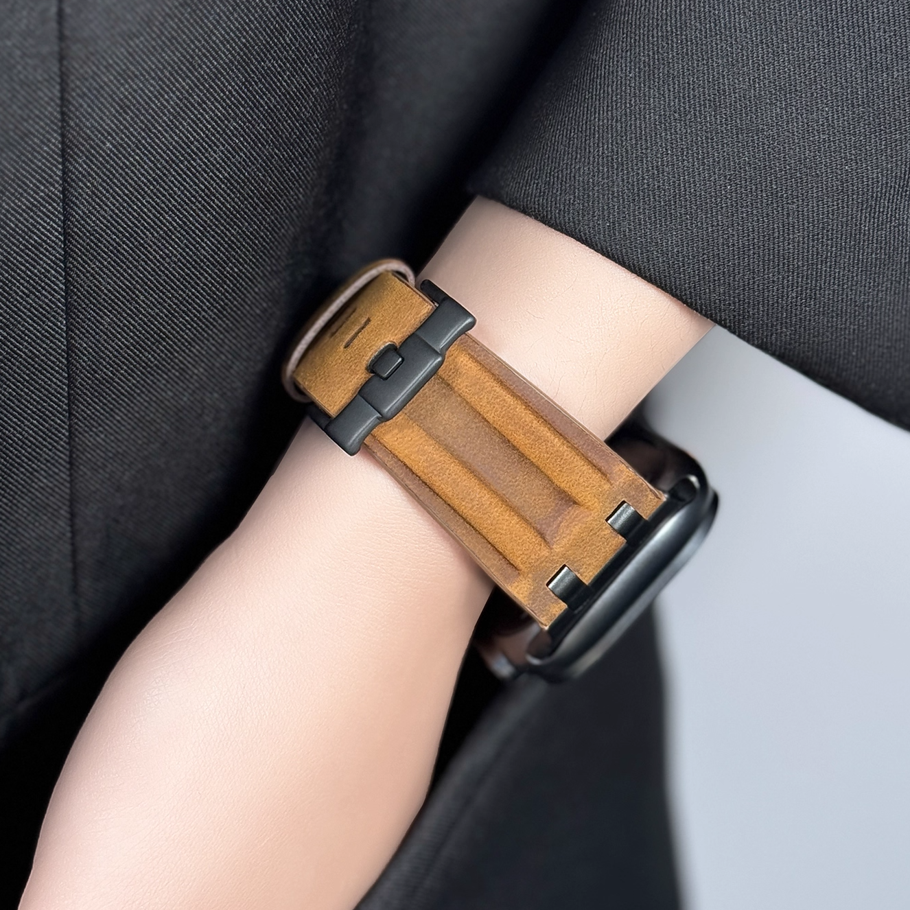 【男前レザー】デュアルラインレザーバンド【アップルウォッチ】