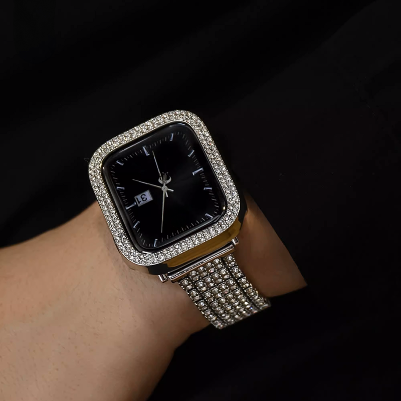 [Silver Crown] Jewelry Stone Metal Band [Apple Watch]