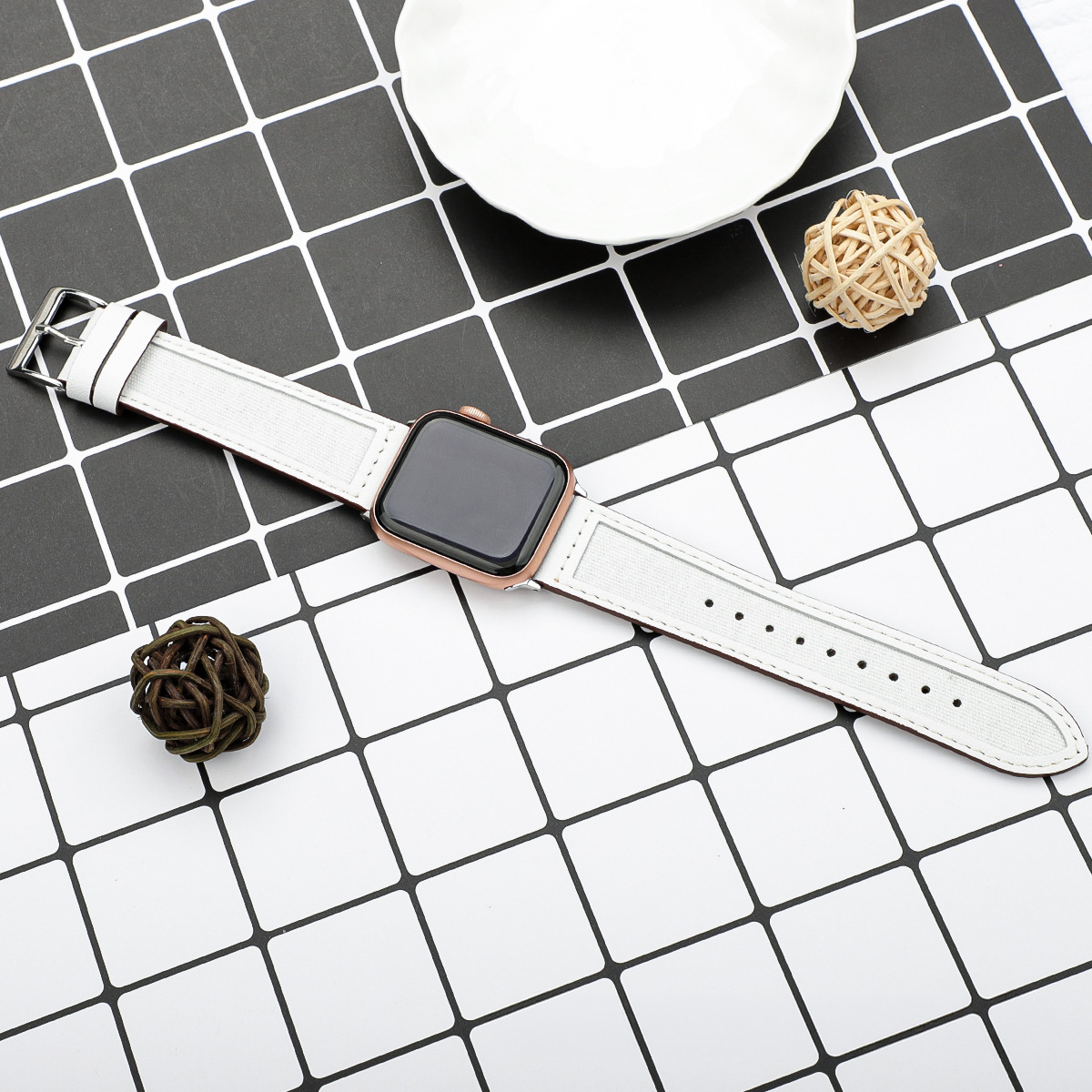 【大人の配色】キャンバスレザーミックスバンド【アップルウォッチ】