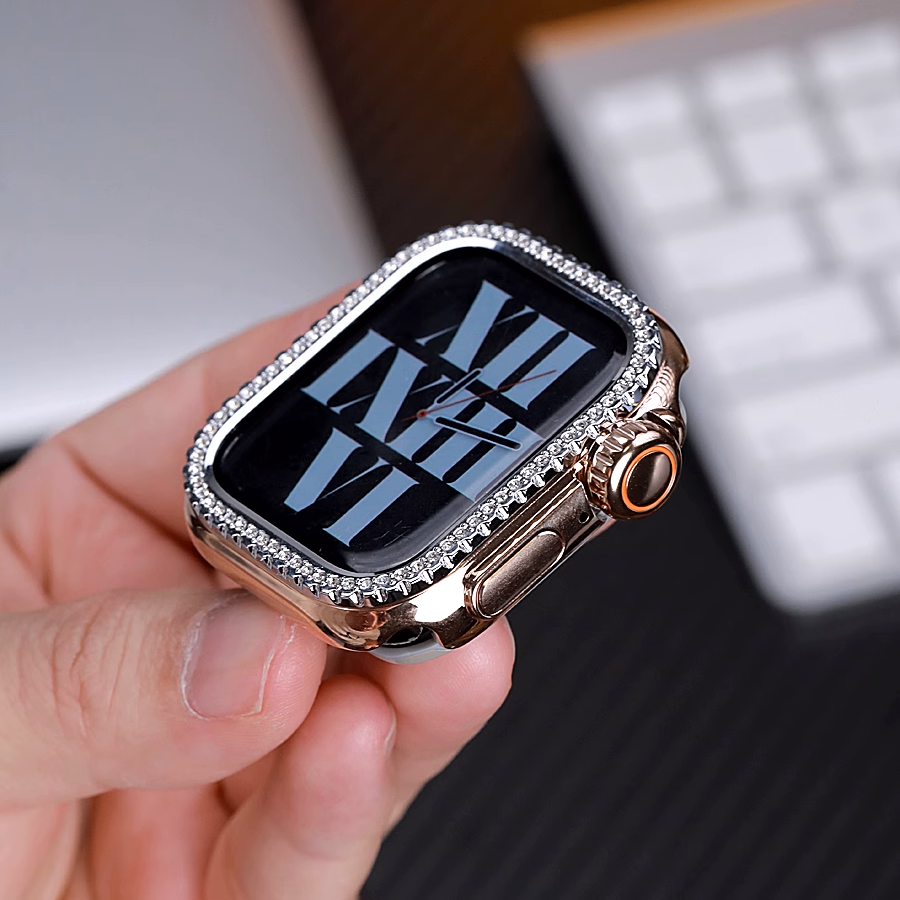 [Glass-free double-sided protection] Rhinestone double-sided protective case [Apple Watch]