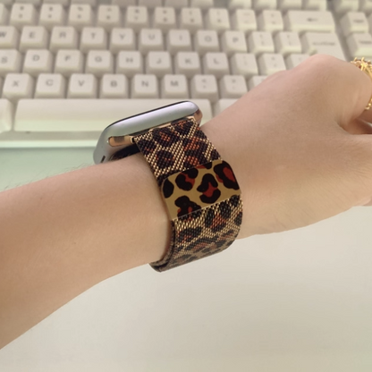 【大人のヒョウ柄】レオパードメッシュメタルバンド【アップルウォッチ】