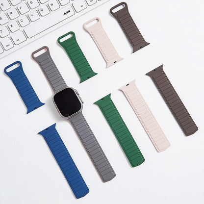 [15 colors available] Leather texture magnetic silicone band [Apple Watch]