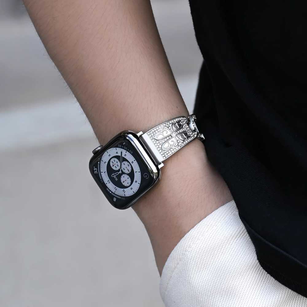 【シルバークラウン】ジュエルクロスメタルバンド【アップルウォッチ】