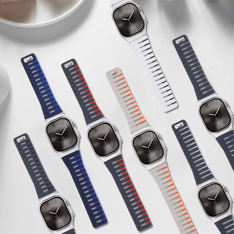 【しっかりフィット】マグネットロックシリコンバンド【アップルウォッチ】