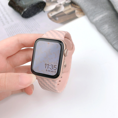 【上質スポーティー】カーボンパターンシリコンバンド【アップルウォッチ】