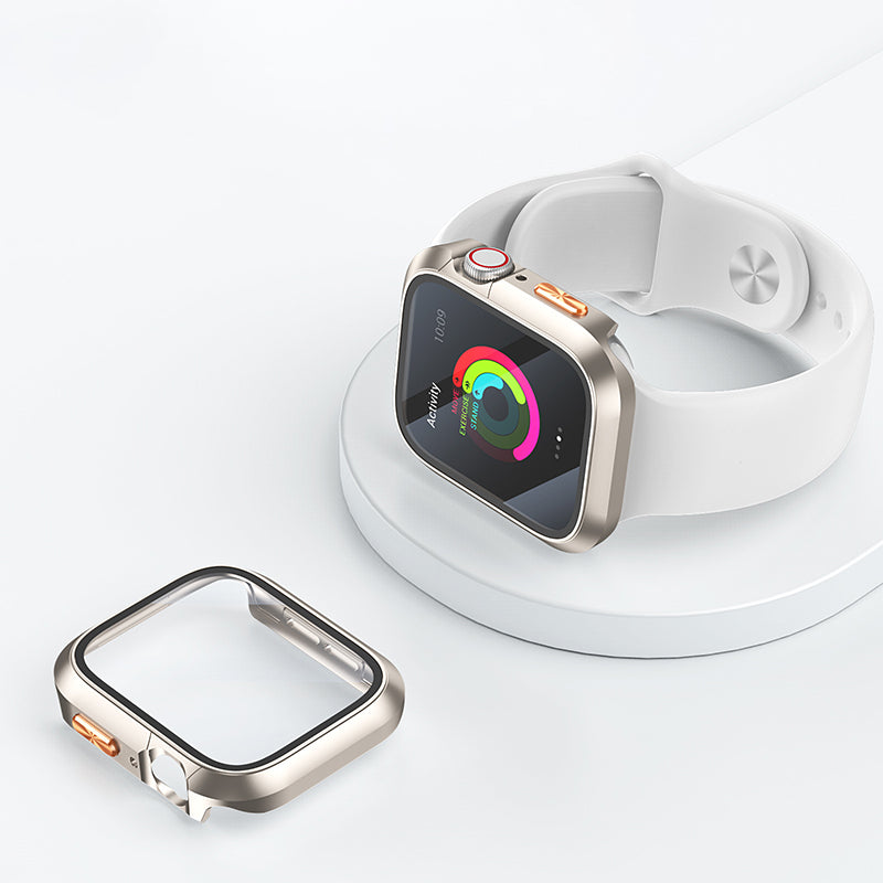 Orange Accent Protective Case for Apple Watch with Film