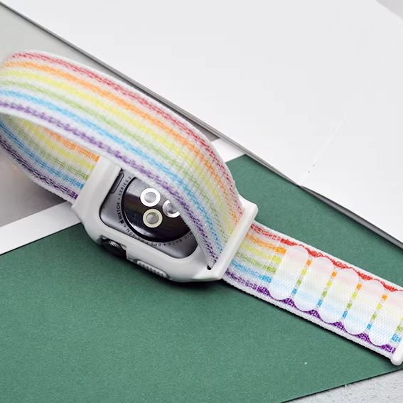 [25 colors available] Silicone case with integrated nylon band [Apple Watch]