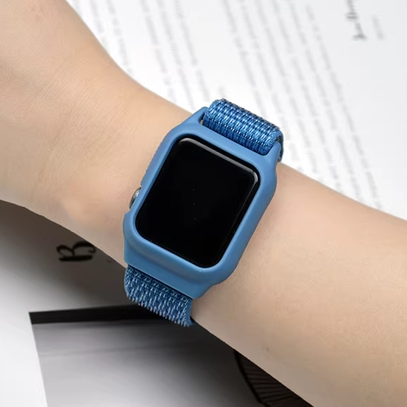 [25 colors available] Silicone case with integrated nylon band [Apple Watch]