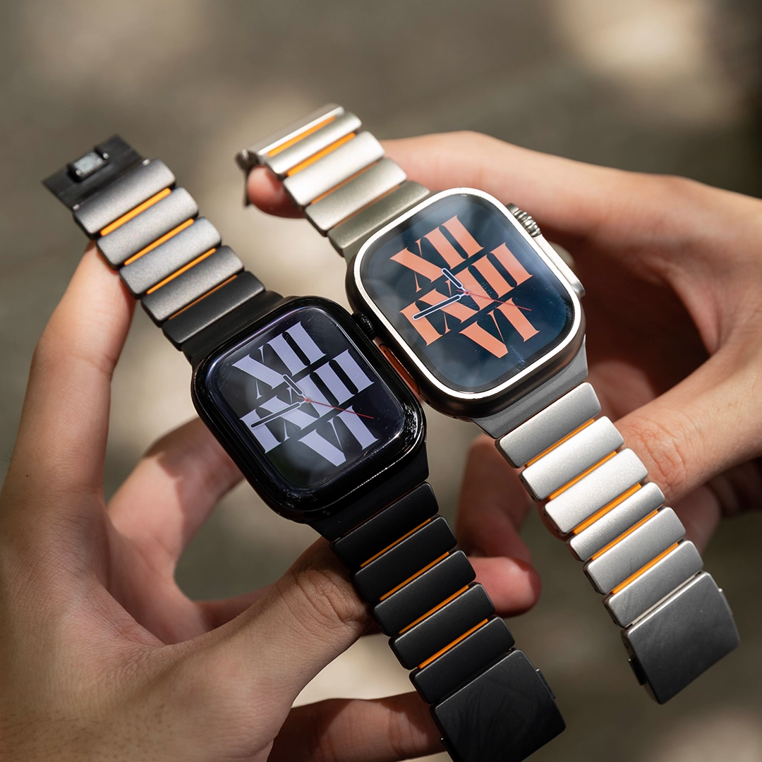 【新感覚デザイン】ツイストラバーチタンバンド【アップルウォッチ】
