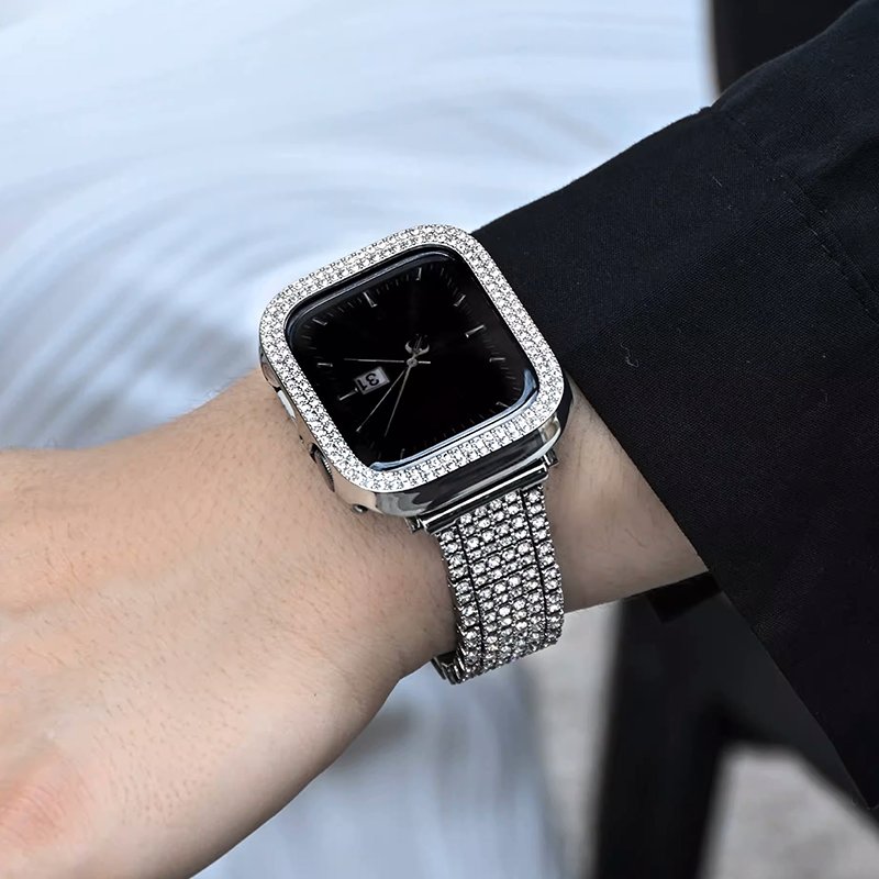 [Silver Crown] Jewelry Stone Metal Band [Apple Watch]