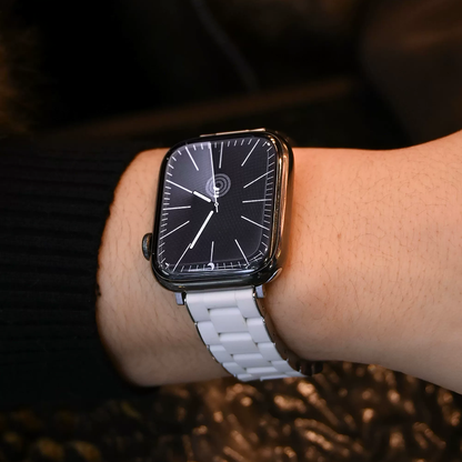 【シルバークラウン】ステンレスラバーリンクバンド【アップルウォッチ】