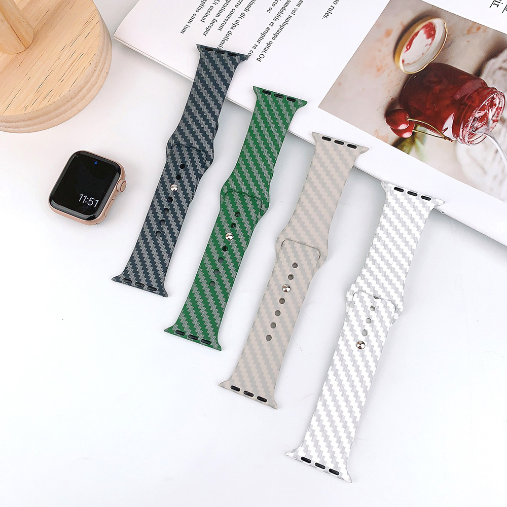 【上質スポーティー】カーボンパターンシリコンバンド【アップルウォッチ】