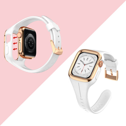 [All 4 colors of integrated case] Elegant silicone metal band [Apple Watch]