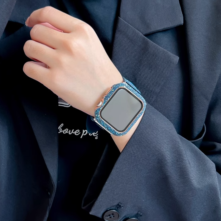 【輝くアクセ感】スパークルフレームケース【アップルウォッチ】