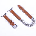 Double-wrapped double-loop leather chain band for Apple Watch