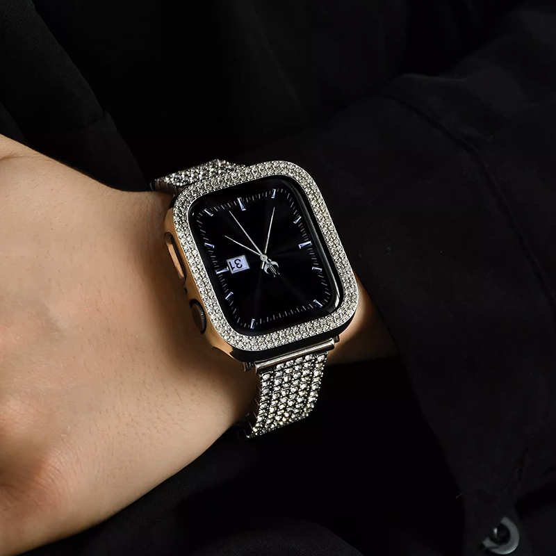 [Silver Crown] Jewelry Stone Metal Band [Apple Watch]