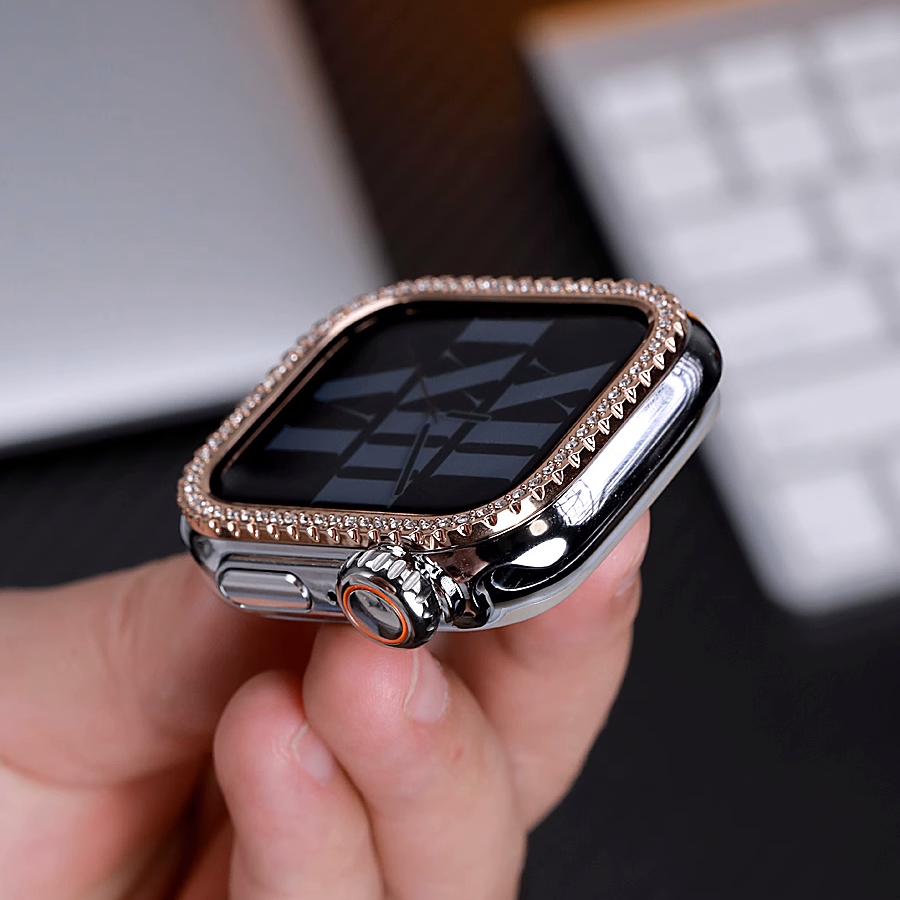 [Glass-free double-sided protection] Rhinestone double-sided protective case [Apple Watch]