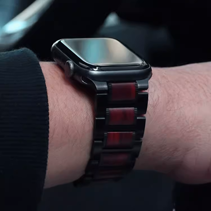 [2 colors available] Wood in stainless steel band [Apple Watch]