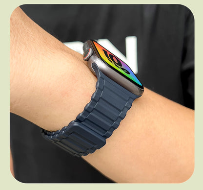 【軽量×磁力】マグネットリッジシリコンバンド【アップルウォッチ】