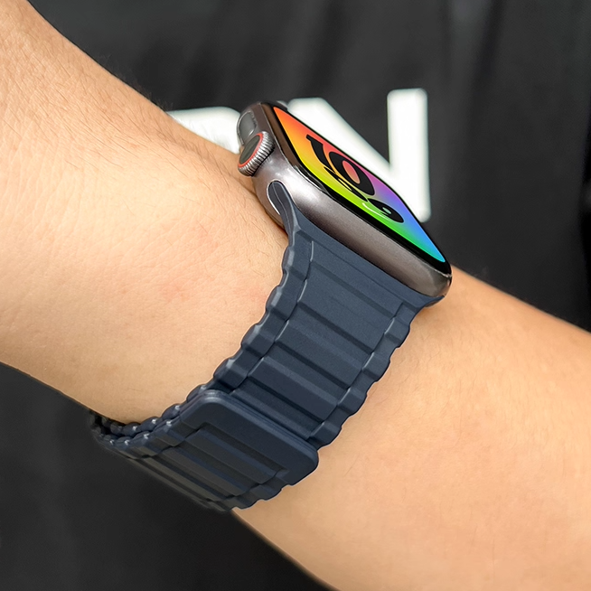 【軽量×磁力】マグネットリッジシリコンバンド【アップルウォッチ】