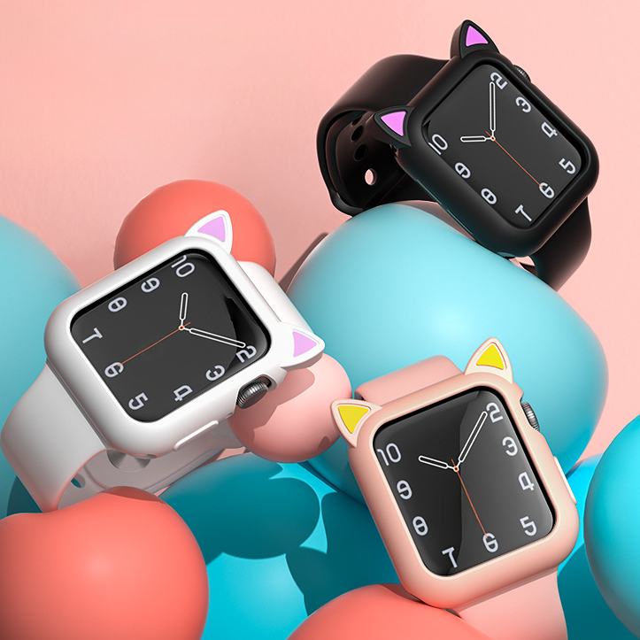 【猫耳デザイン】キャットイヤーシリコンケース【アップルウォッチ】